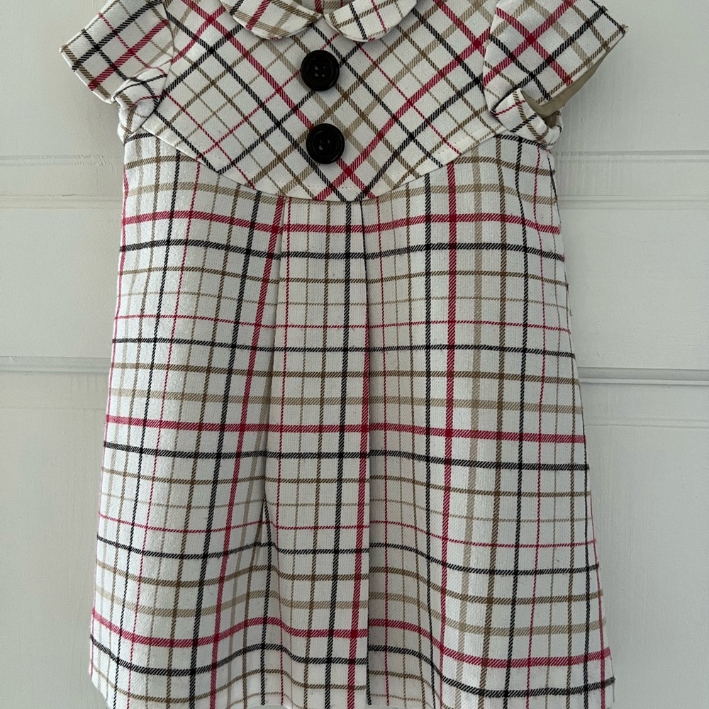 Zara Cream Plaid Dress with Black and Pink Checks
